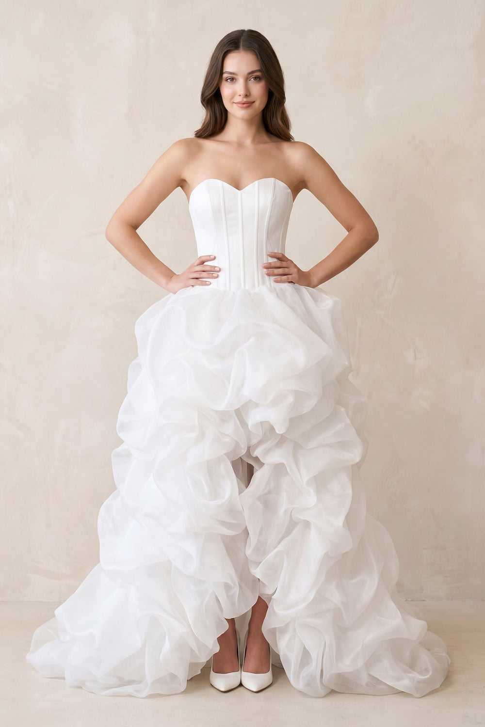 Sweetheart Organza High-Low Wedding Dress