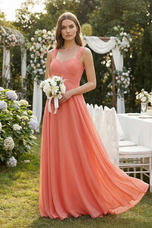 Sweetheart Pleated A-Line Chiffon Bridesmaid Dress in Wild Rose - KISS BRIDAL Bridesmaid Dresses