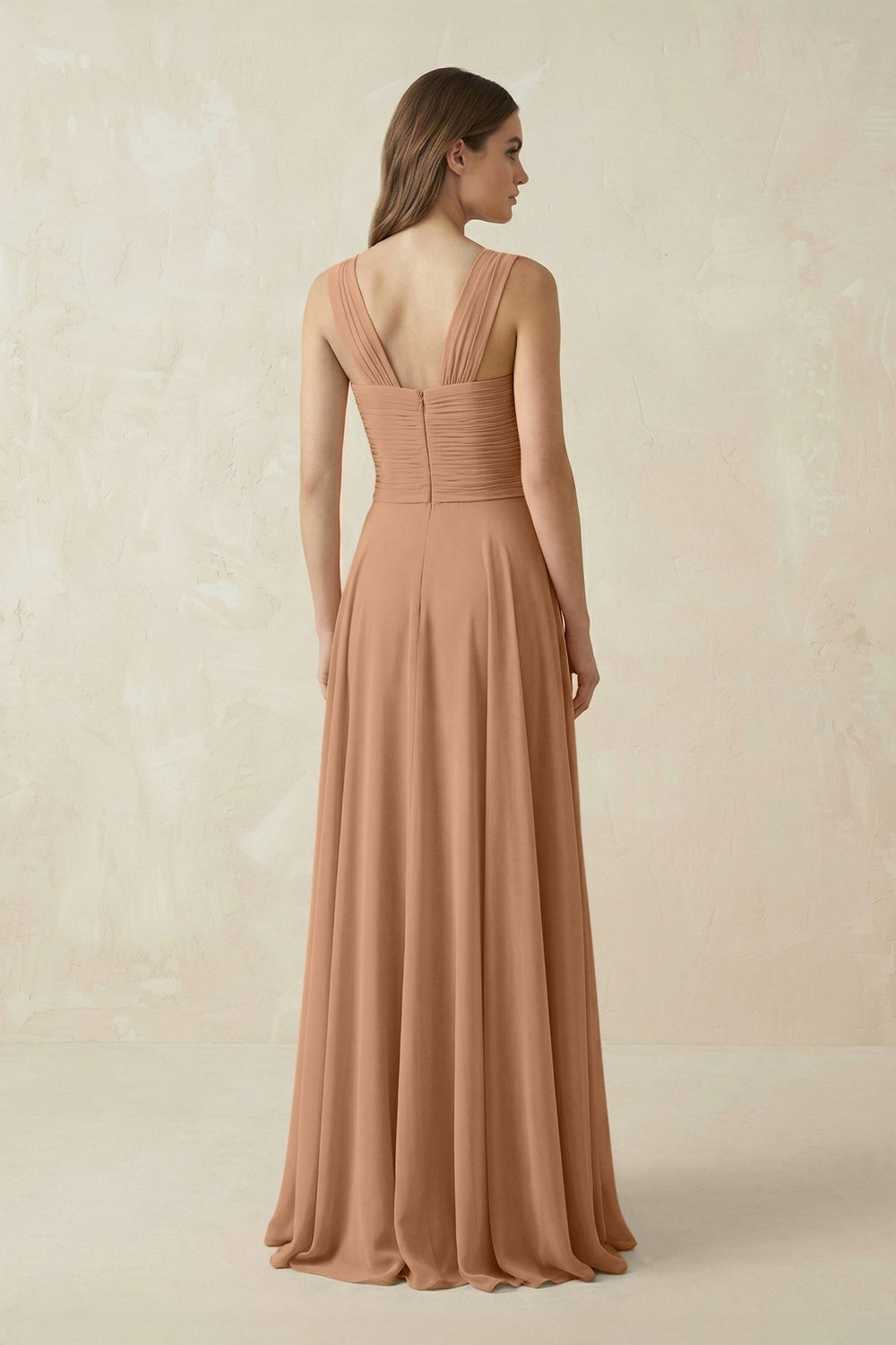 Sweetheart Pleated A-Line Chiffon Bridesmaid Dress in Bronzer