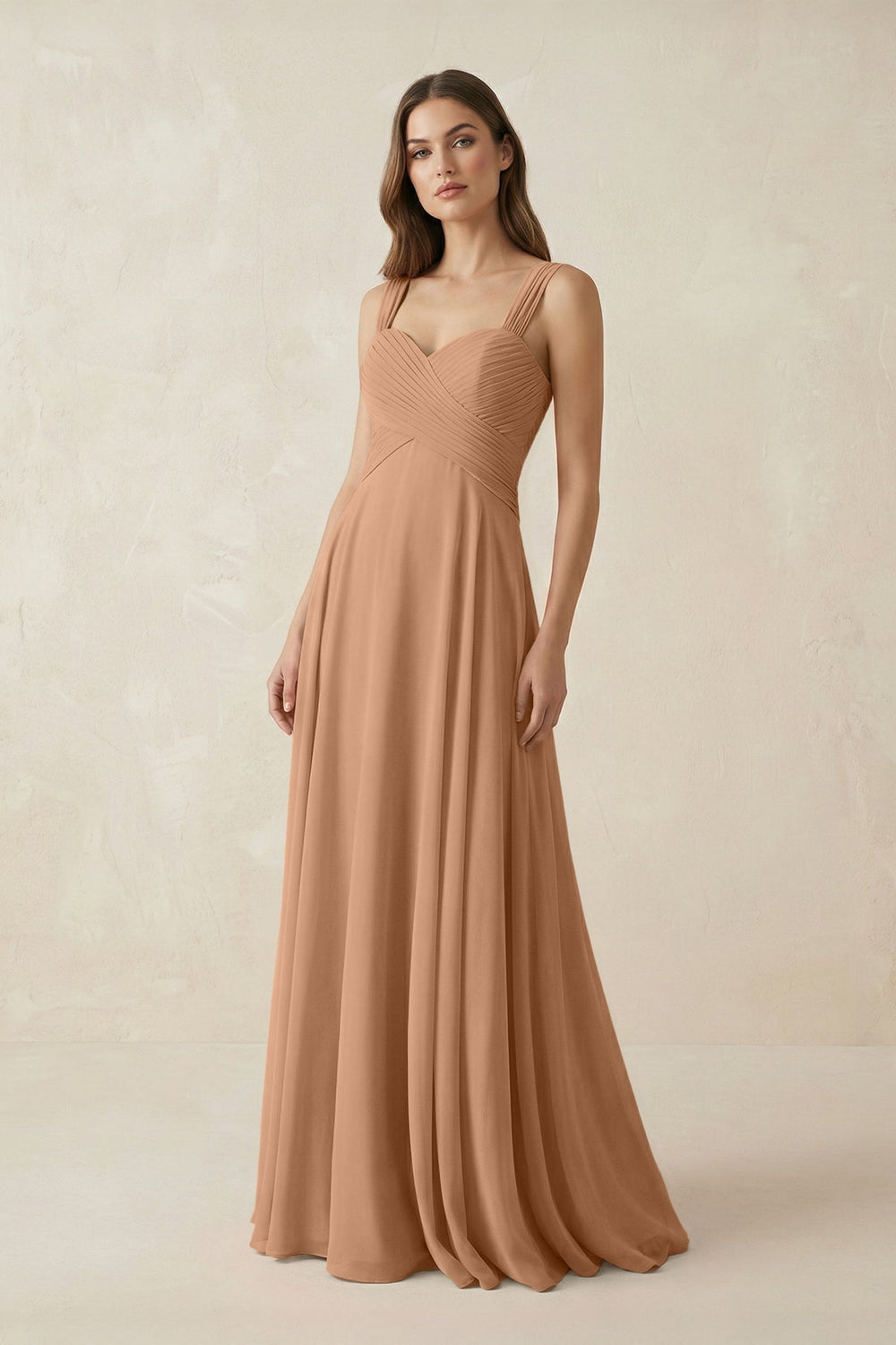 Sweetheart Pleated A-Line Chiffon Bridesmaid Dress in Bronzer