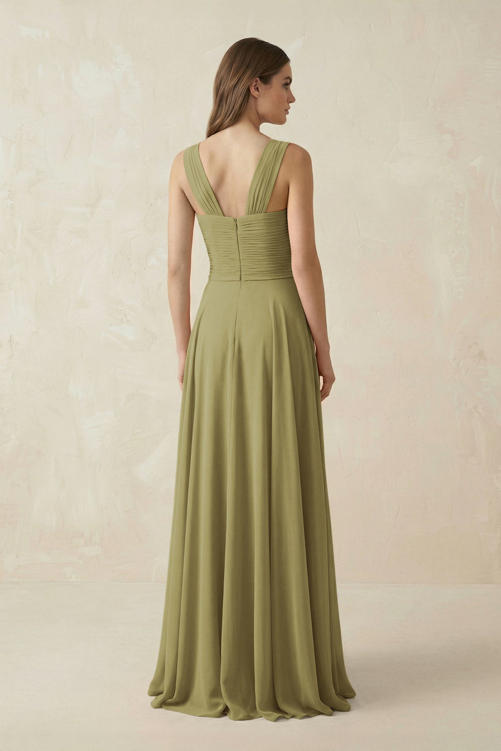 Sweetheart Pleated A-Line Chiffon Bridesmaid Dress in Moss Green