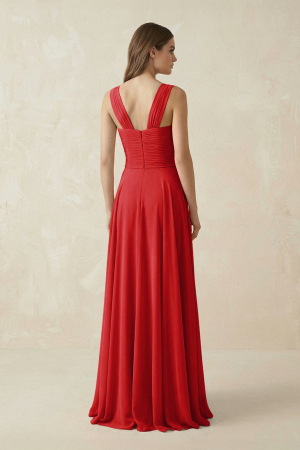 Sweetheart Pleated A - Line Chiffon Bridesmaid Dress in Ruby Red - KISS BRIDAL Bridesmaid Dresses