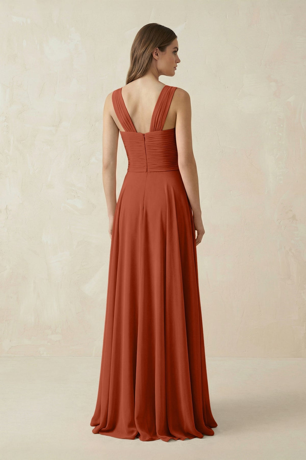 Sweetheart Pleated A-Line Chiffon Bridesmaid Dress in Spice