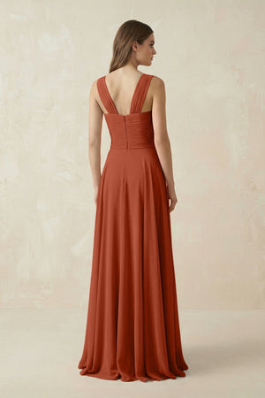 Sweetheart Pleated A - Line Chiffon Bridesmaid Dress in Spice - KISS BRIDAL Bridesmaid Dresses