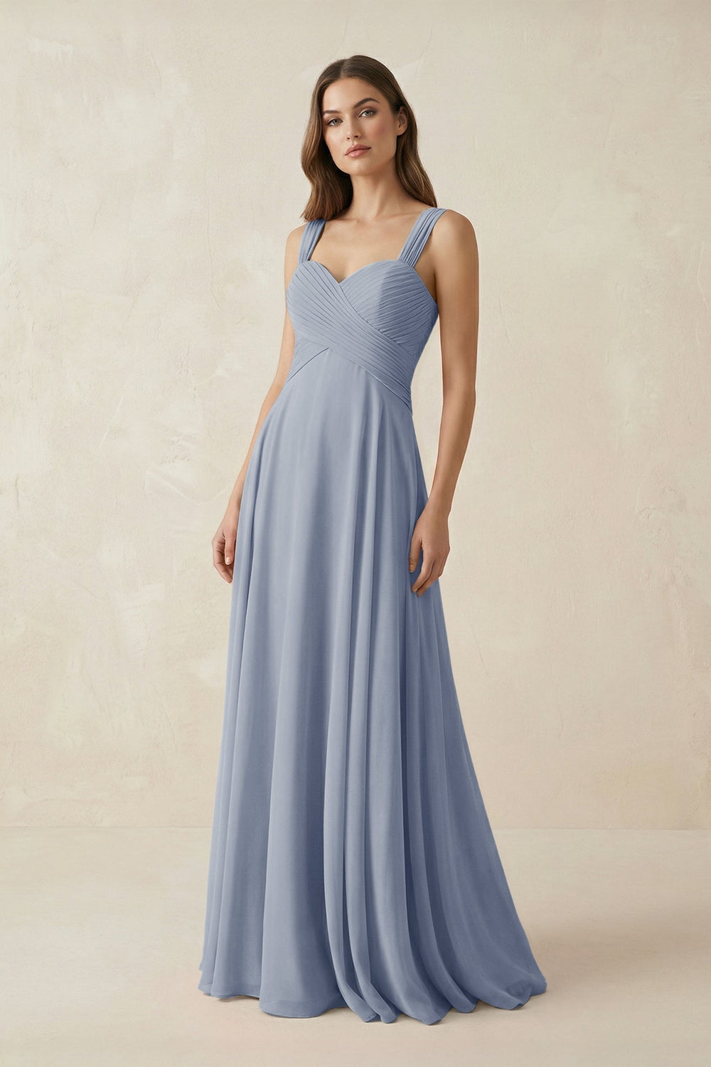 Sweetheart Pleated A-Line Chiffon Bridesmaid Dress in Twilight