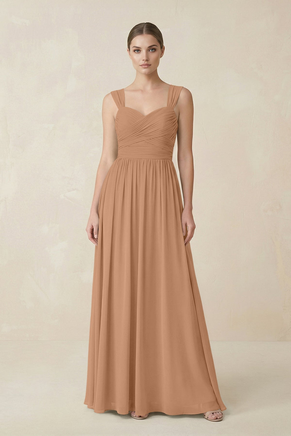 Sweetheart Pleated Chiffon A-Line Bridesmaid Dress in Bronzer