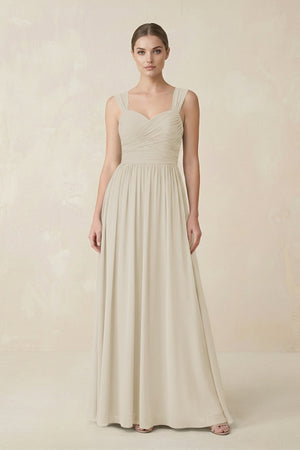Sweetheart Pleated Chiffon A - Line Bridesmaid Dress in Dove Gray - KISS BRIDAL Bridesmaid Dresses