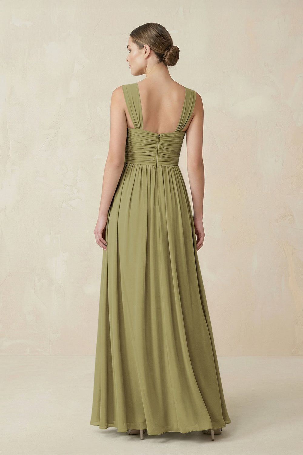 Sweetheart Pleated Chiffon A-Line Bridesmaid Dress in Moss Green