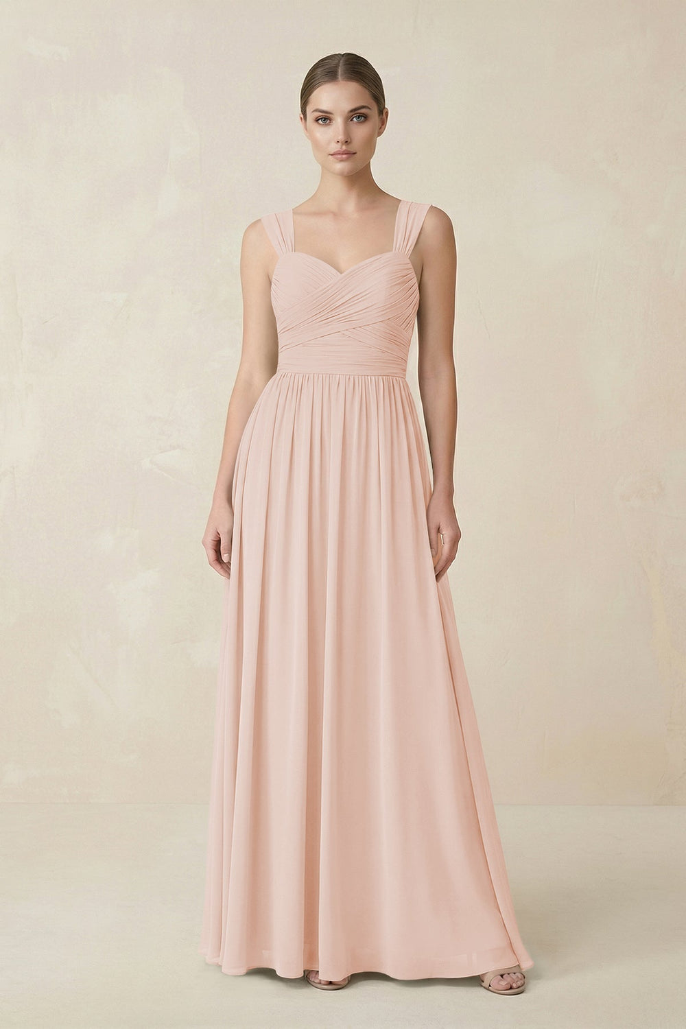 Sweetheart Pleated Chiffon A-Line Bridesmaid Dress in Pale Blush