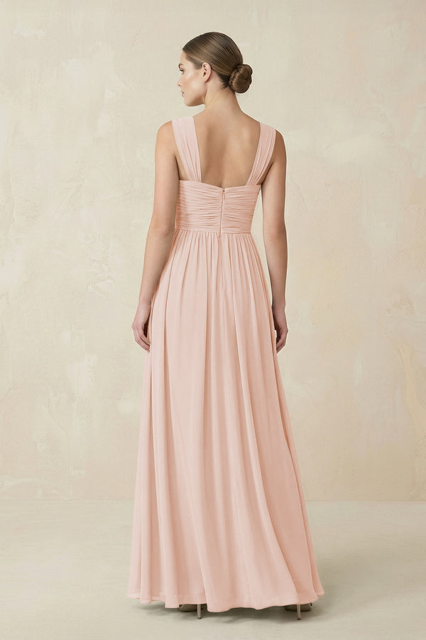 Sweetheart Pleated Chiffon A - Line Bridesmaid Dress in Pale Blush - KISS BRIDAL Bridesmaid Dresses