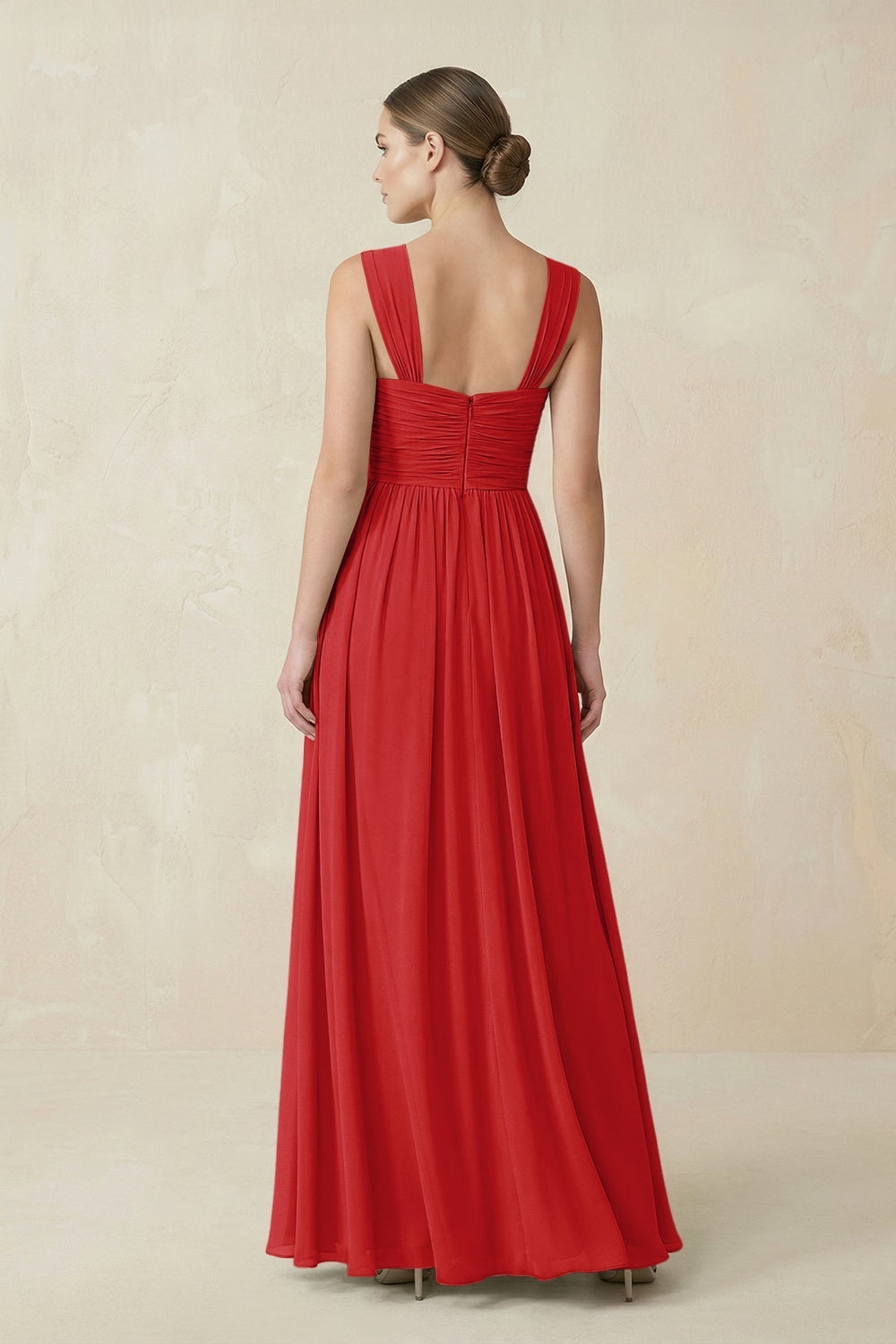 Sweetheart Pleated Chiffon A-Line Bridesmaid Dress in Ruby Red