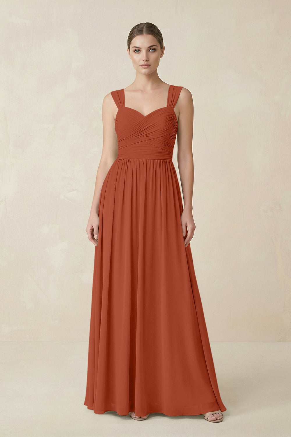 Sweetheart Pleated Chiffon A-Line Bridesmaid Dress in Spice