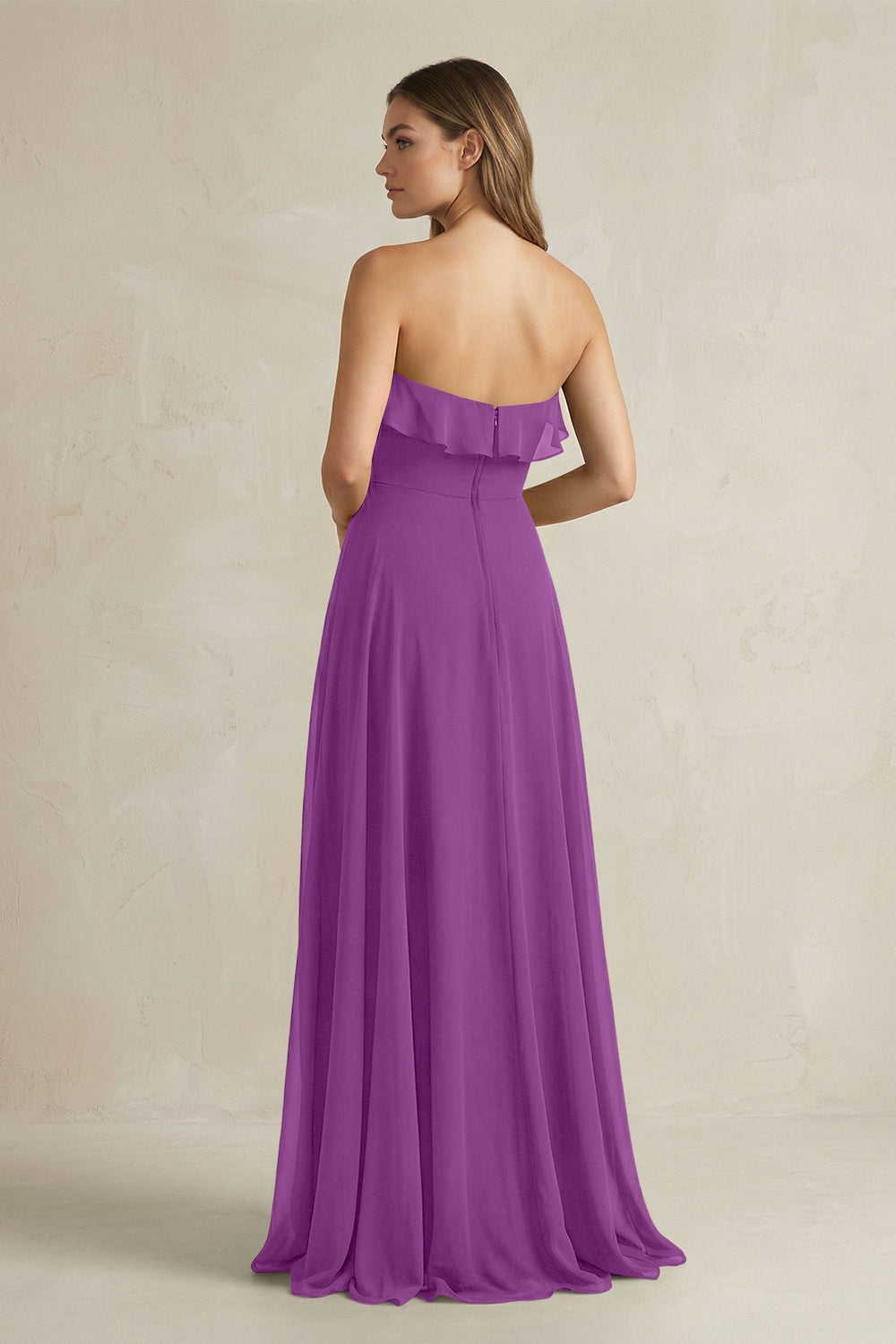 Sweetheart Ruffled A-Line Chiffon Bridesmaid Dress in Amethyst