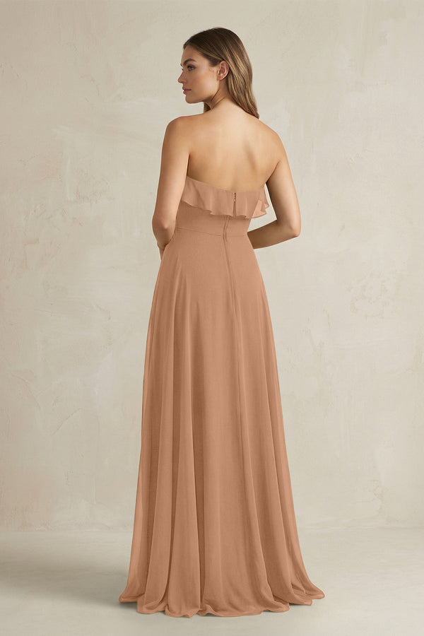 Sweetheart Ruffled A - Line Chiffon Bridesmaid Dress in Bronzer - KISS BRIDAL Bridesmaid Dresses