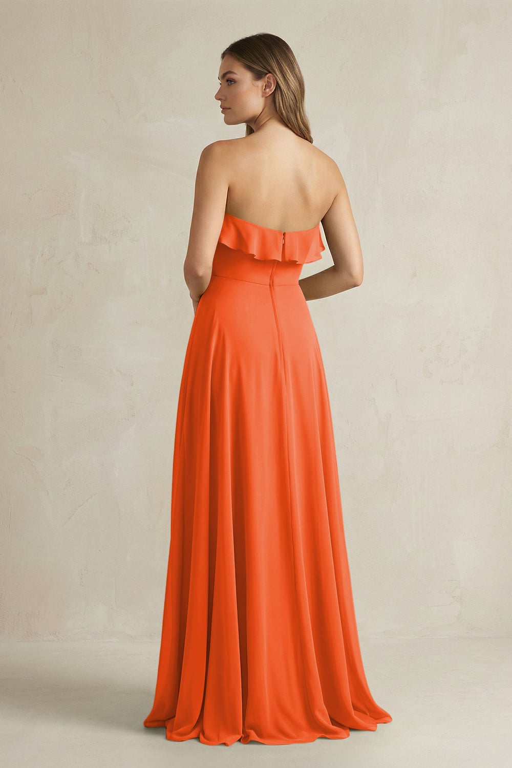 Sweetheart Ruffled A-Line Chiffon Bridesmaid Dress in Cinnamon