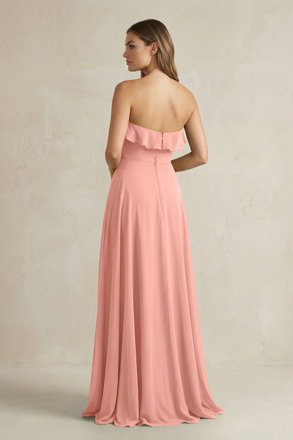 Sweetheart Ruffled A-Line Chiffon Bridesmaid Dress in Rosette (2) | KISSBRIDAL