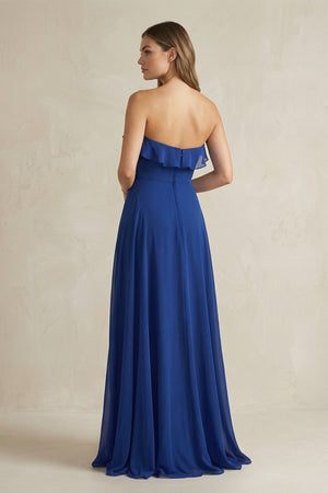 Sweetheart Ruffled A - Line Chiffon Bridesmaid Dress in Royal Blue - KISS BRIDAL Bridesmaid Dresses