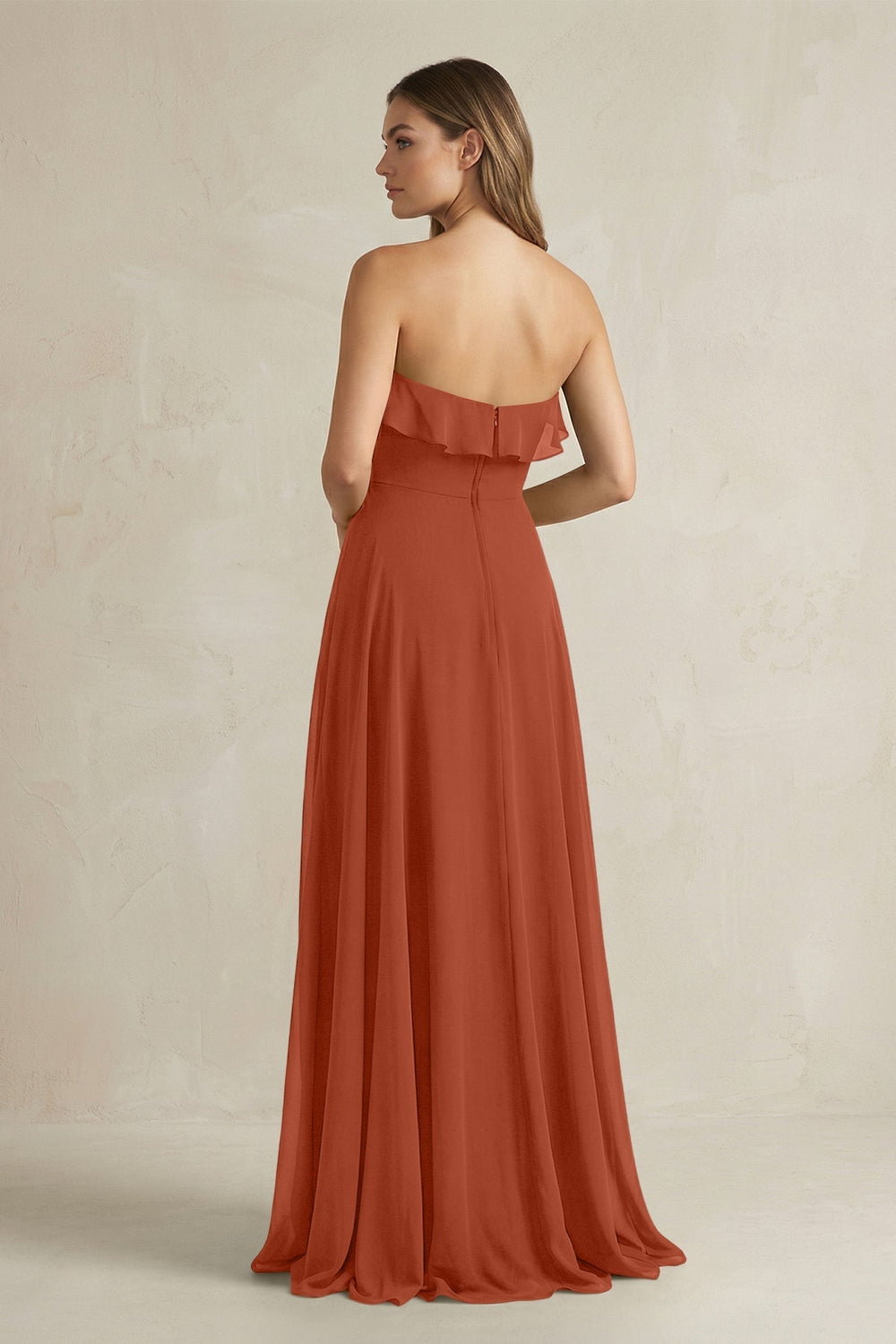 Sweetheart Ruffled A-Line Chiffon Bridesmaid Dress in Spice