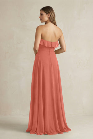 Sweetheart Ruffled A - Line Chiffon Bridesmaid Dress in Wild Rose - KISS BRIDAL Bridesmaid Dresses