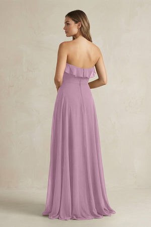 Sweetheart Ruffled A - Line Chiffon Bridesmaid Dress in Wisteria - KISS BRIDAL Bridesmaid Dresses