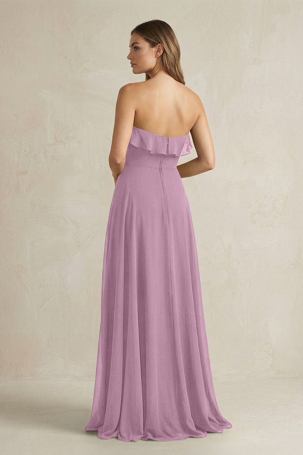 Sweetheart Ruffled A - Line Chiffon Bridesmaid Dress in Wisteria - KISS BRIDAL Bridesmaid Dresses