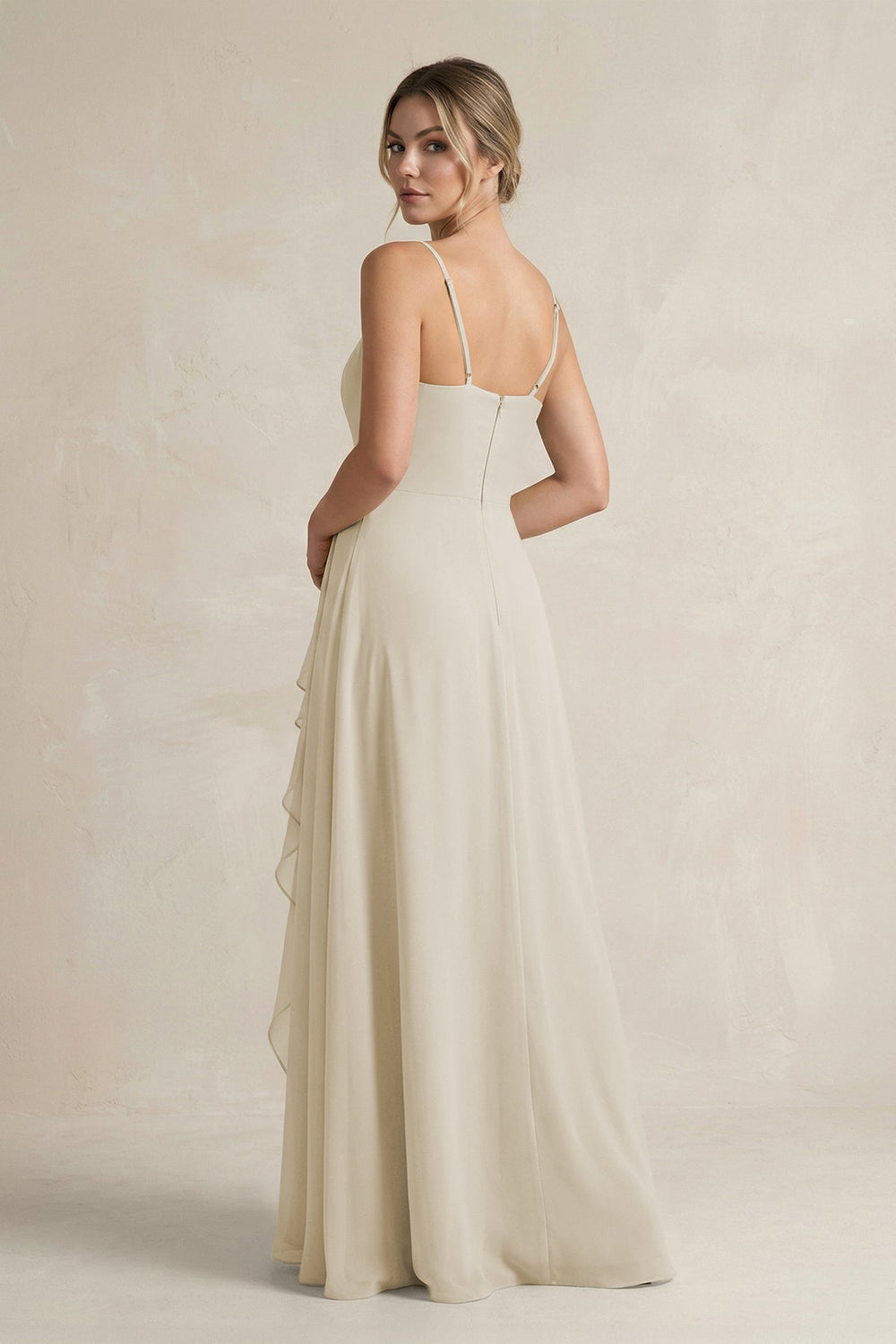 Sweetheart Ruffled A-Line Chiffon Bridesmaid Dress with Slit in Dove Gray