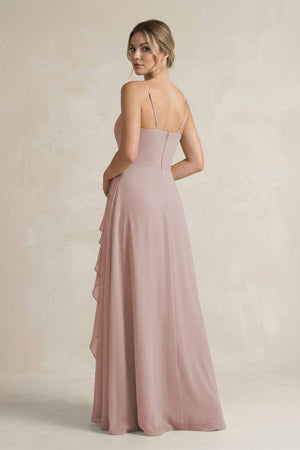 Sweetheart Ruffled A-Line Chiffon Bridesmaid Dress with Slit in Toffee (2) | KISSBRIDAL