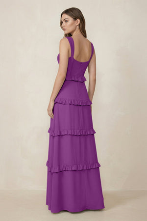 Sweetheart Tiered A - Line Chiffon Bridesmaid Dress in Amethyst - KISS BRIDAL Bridesmaid Dresses