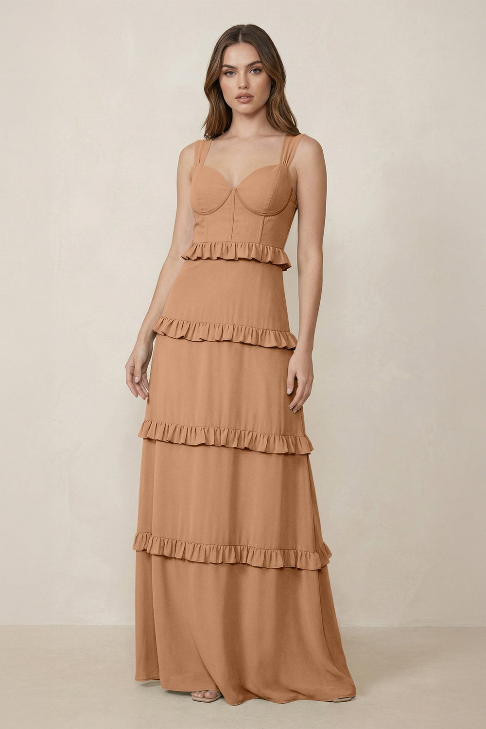 Sweetheart Tiered A-Line Chiffon Bridesmaid Dress in Bronzer