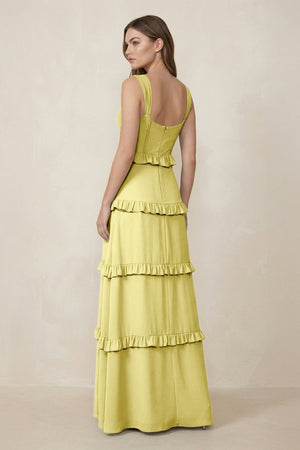 Sweetheart Tiered A - Line Chiffon Bridesmaid Dress in Buttercup - KISS BRIDAL Bridesmaid Dresses