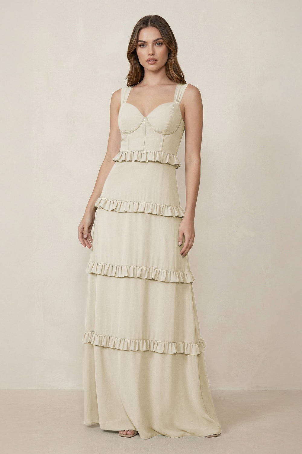 Sweetheart Tiered A-Line Chiffon Bridesmaid Dress in Dove Gray