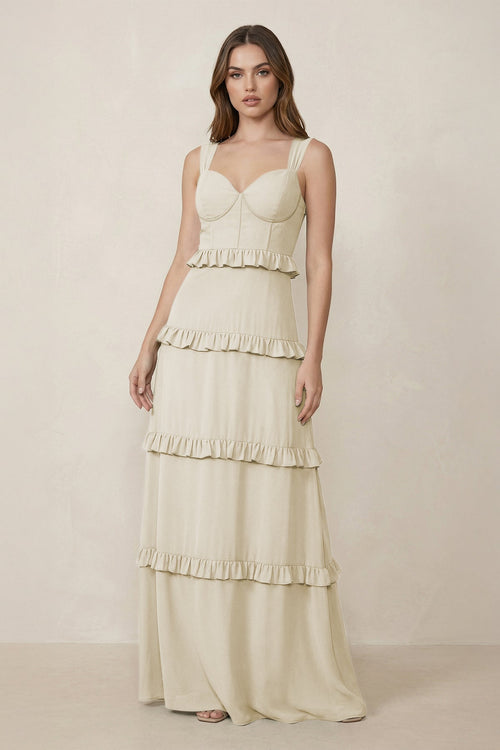 Sweetheart Tiered A - Line Chiffon Bridesmaid Dress in Dove Gray - KISS BRIDAL Bridesmaid Dresses