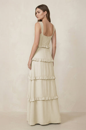 Sweetheart Tiered A - Line Chiffon Bridesmaid Dress in Dove Gray - KISS BRIDAL Bridesmaid Dresses