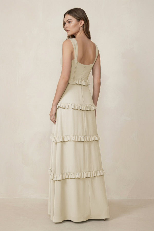 Sweetheart Tiered A - Line Chiffon Bridesmaid Dress in Dove Gray - KISS BRIDAL Bridesmaid Dresses
