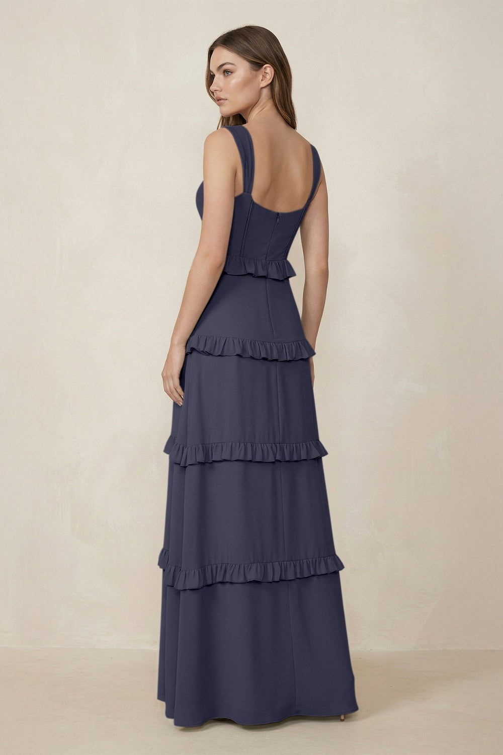 Sweetheart Tiered A-Line Chiffon Bridesmaid Dress in Dusk Blue