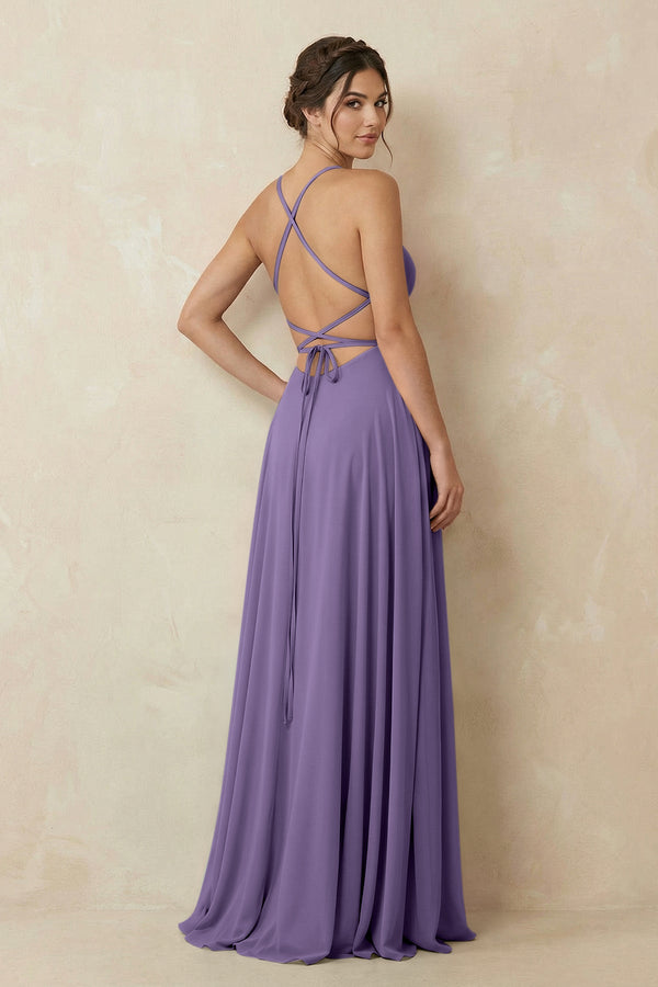 Tahiti A-Line Chiffon Bridesmaid Dress With Slit (2) | KISSBRIDAL
