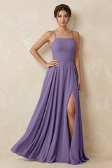 Tahiti A-Line Chiffon Bridesmaid Dress With Slit | KISSBRIDAL