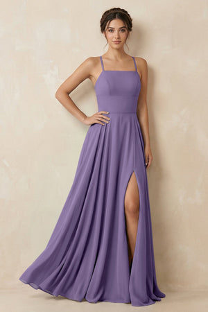 Tahiti A-Line Chiffon Bridesmaid Dress With Slit | KISSBRIDAL