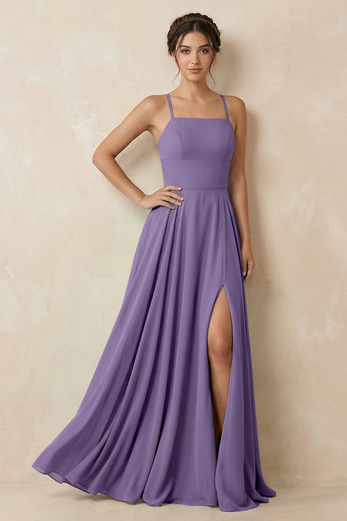 Tahiti A-Line Chiffon Bridesmaid Dress With Slit | KISSBRIDAL