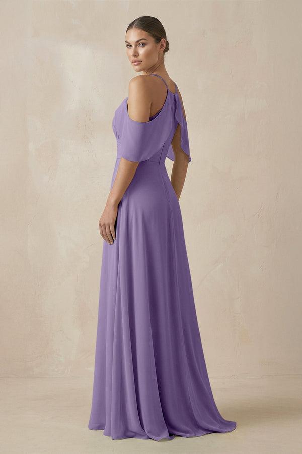 Tahiti Chiffon A-Line Long Bridesmaid Dress (2) | KISSBRIDAL