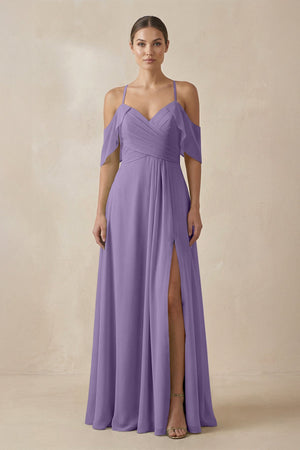 Tahiti Chiffon A-Line Long Bridesmaid Dress | KISSBRIDAL
