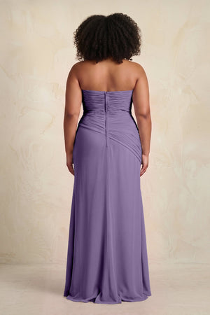 Tahiti Sheath Chiffon Strapless Pleated Bridesmaid Dress (4) [sizeplus] | KISSBRIDAL