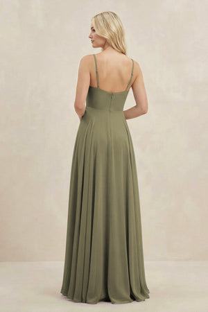 Thyme A-Line Spaghetti Strap Chiffon Bridesmaid Dress (2) | KISSBRIDAL