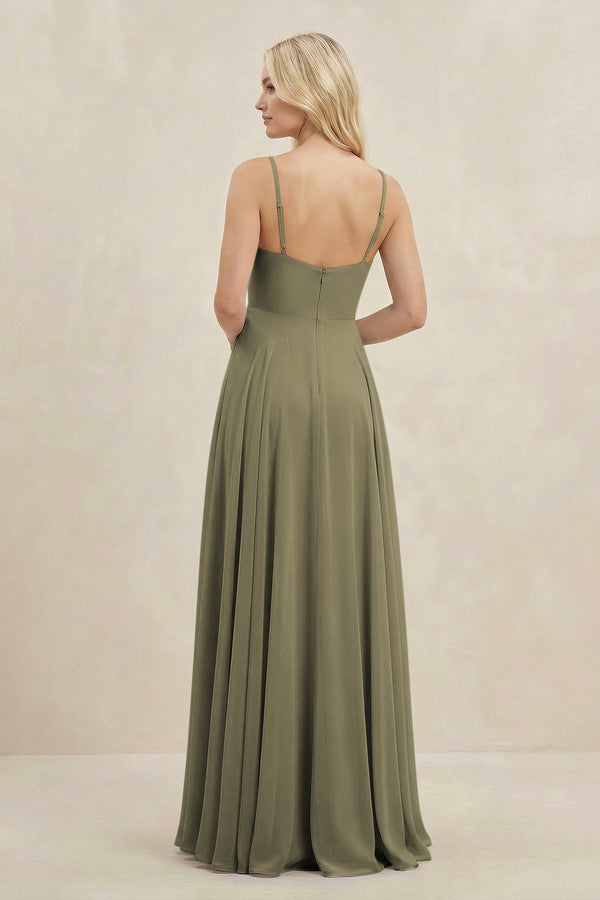 Thyme A-Line Spaghetti Strap Chiffon Bridesmaid Dress (2) | KISSBRIDAL