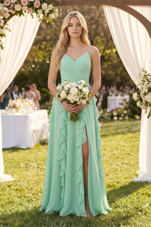 Tiered Ruffle A - Line Chiffon Bridesmaid Dress - KISS BRIDAL Bridesmaid Dresses