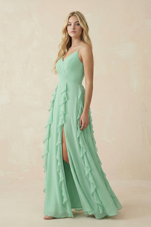 Tiered Ruffle A - Line Chiffon Bridesmaid Dress - KISS BRIDAL Bridesmaid Dresses