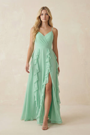 Tiered Ruffle A - Line Chiffon Bridesmaid Dress - KISS BRIDAL Bridesmaid Dresses