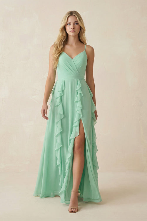 Tiered Ruffle A - Line Chiffon Bridesmaid Dress - KISS BRIDAL Bridesmaid Dresses
