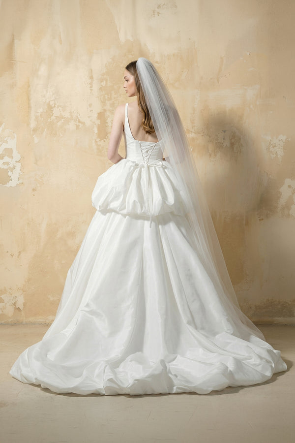 Two Piece Taffeta Ball Gown With Floral in White - KISS BRIDAL Wedding Dresses