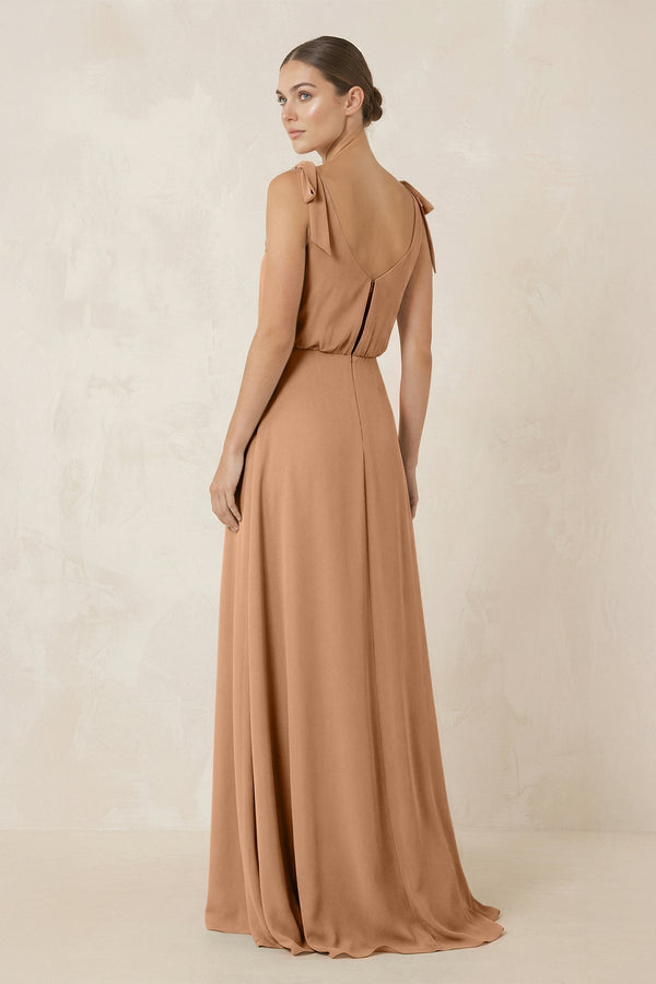 V - Neck A - Line Chiffon Bridesmaid Dress in Bronzer - KISS BRIDAL Bridesmaid Dresses